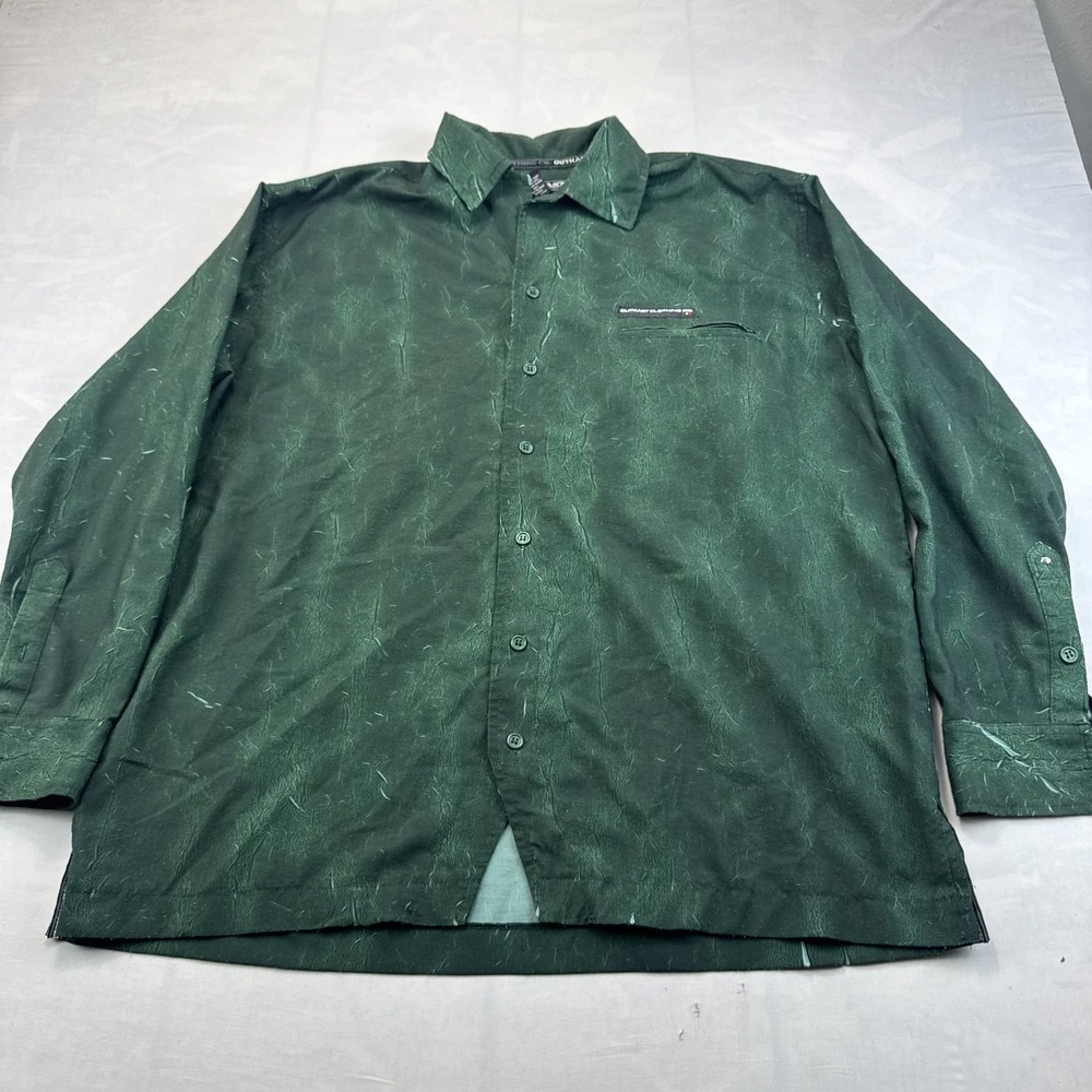 Vtg Outkast Clothing Co. Shirt Mens X-Large Green Textured Long Sleeve Button Up